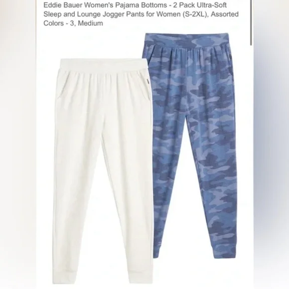 Eddie Bauer 2-Pack Ultra Soft Women Pajama Jogger Lounge Pants NWT - Picture 2 of 5